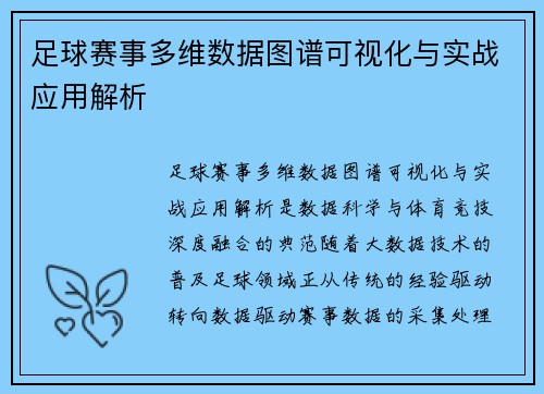 足球赛事多维数据图谱可视化与实战应用解析