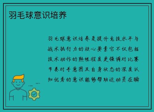 羽毛球意识培养